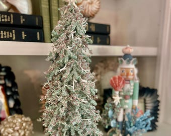 Coastal Seashell Christmas Tree, Pearlized Shells & Starfish Topper