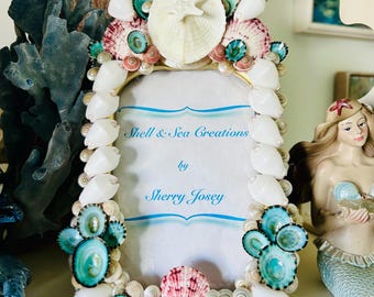 Mother’s Heart 4x6” Seashell picture frame for beach, wedding,  home and coastal decor, Mother’s Day, home decor and gift!