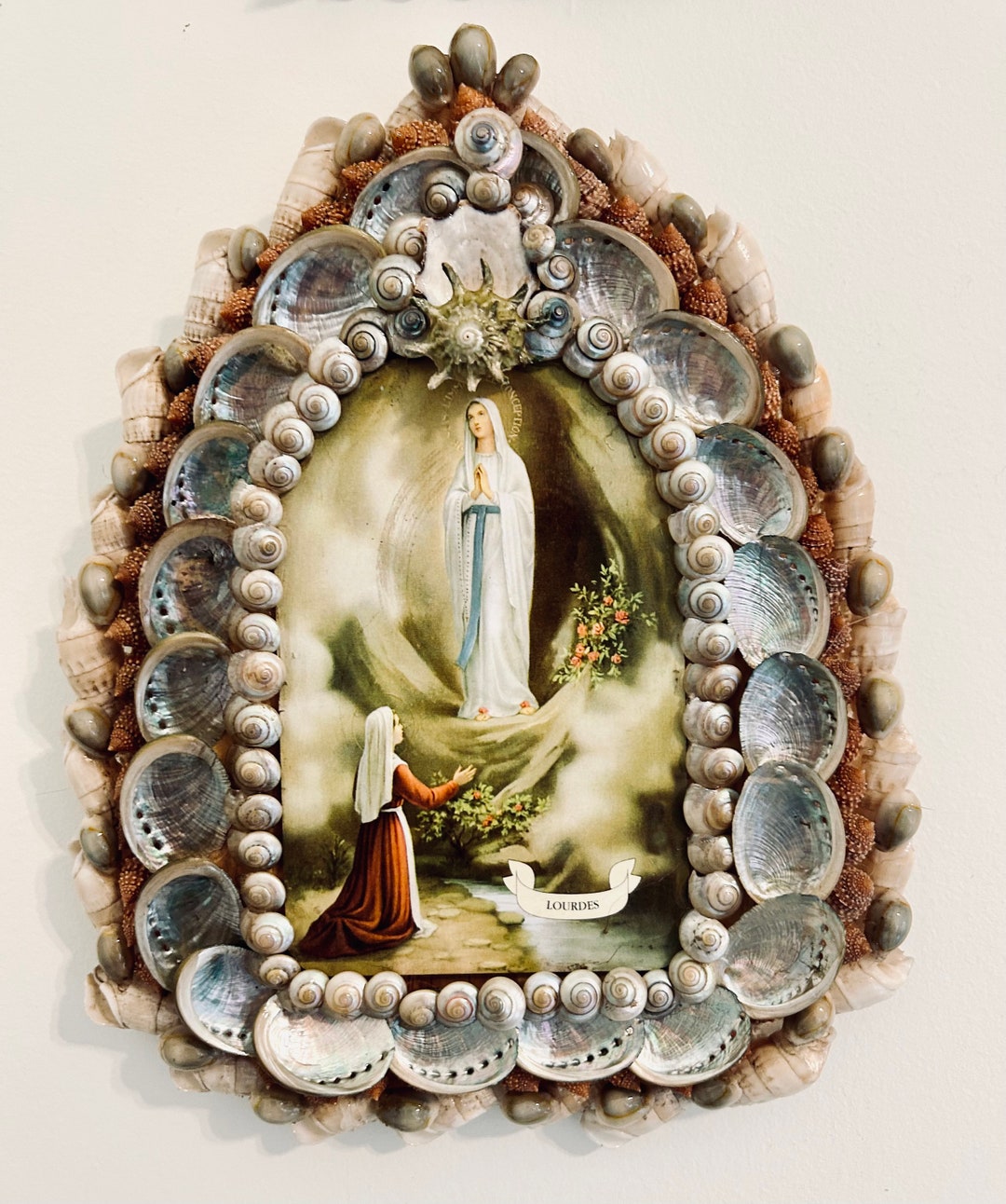 Seashell Embellished Lourdes France Plaque for Church Home Etsy