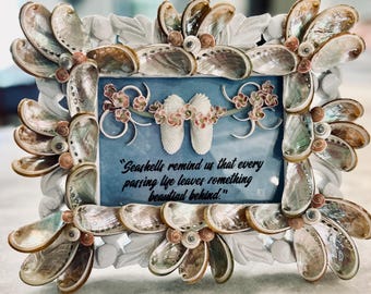 Seashell Embellished Framed Quote of remembrance for gift, memorial, remembrance, home and coastal decor, collector, wall decor