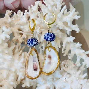 Handmade oyster shell earrings for gift, summer, fashion, wedding, coastal wear