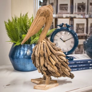 Driftwood Pelican for home and coastal decor, gift, interior design, home, wedding, and more