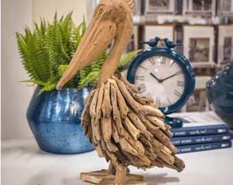 Driftwood Pelican for home and coastal decor, gift, interior design, home, wedding, and more