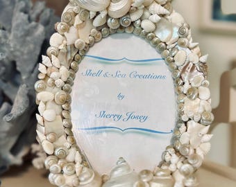 Mother of Pearl and Seashell oval 4x6 Picture Frame for home and coastal decor, gift, wedding, anniversary!