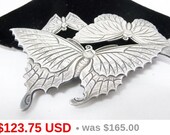 Vintage Butterfly Brooch - WWII Sterling Silver Butterflies - Marked CPO 950 Silver - Trumphet Clasp -Occupied Japan