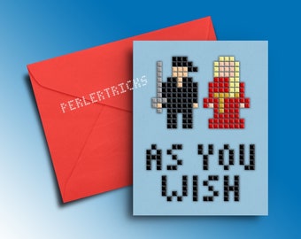 As You Wish - I Love You - Princess Bride greeting card - pixel art