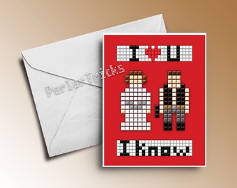 I love you - I know - greeting card - blank or handwritten message - pixel art