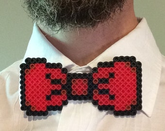 Red Bow Tie inspired by the Doctor - Perler Beads - sci-fi retro hipster pixel art tie hama beads 8bit groomsmen wedding