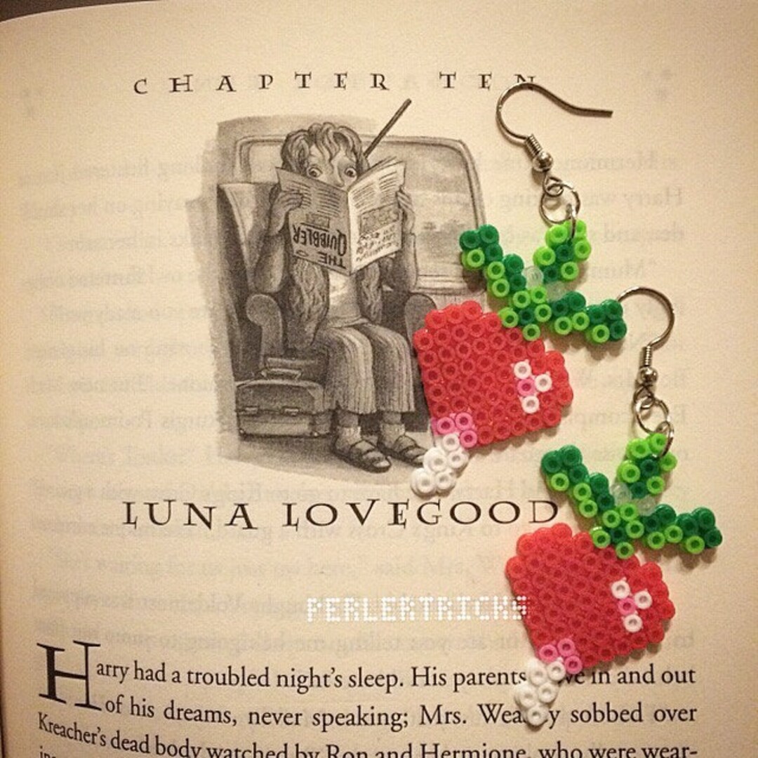 Luna Lovegood Cute Mini Perler Bead Red Radish Earrings Etsy