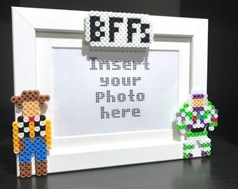 Woody White Picture Frame for 4x6 or 5x7 photo - toy friendship bffs gift - perler fuse beads home decor PerlerTricks