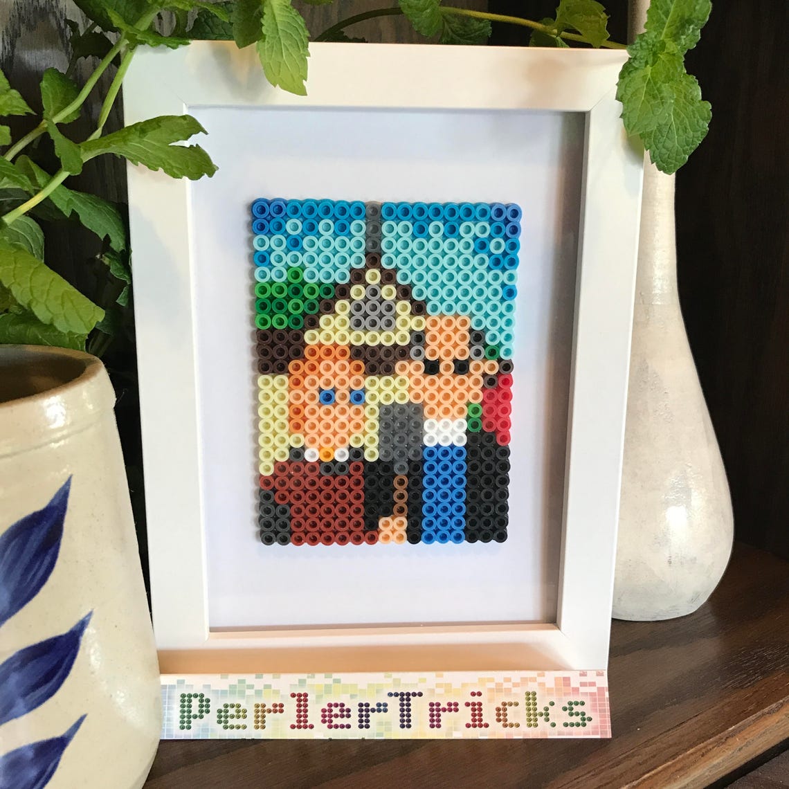 American Gothic Perler Bead Framed Art Grant Wood 8 Bit Art Etsy