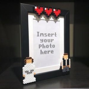 I Love You Black Picture Frame for 4x6 or 5x7 photo love wedding anniversary gift perler fuse beads home decor PerlerTricks image 2