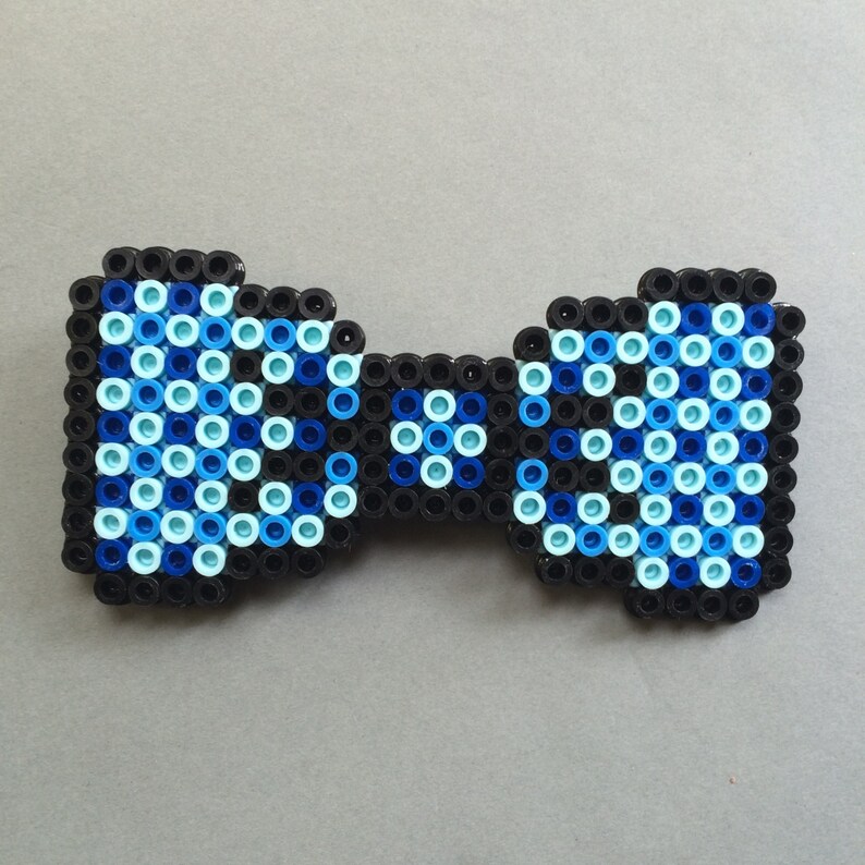 Perler Bead Bow Tie Gingham Pattern Blue Plaid Checkered Etsy