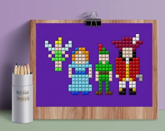 Peter Pan - 5x7 Postcard Digital Print - from my Minimal Pixels series - 8bit Pixel Movie Art