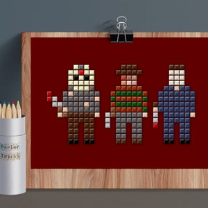 Horror Trio - Freddy Krueger - Jason - Michael Myers - 5x7 Postcard Digital Print - Minimal Pixels Series - 8bit Pixel Art