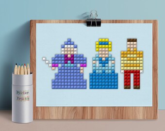 Cinderella - 5x7 Postcard Digital Print - from my Minimal Pixels series - 8bit Pixel Movie Art