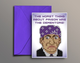 Prison Mike - just for fun greeting card - blank or handwritten message - pixel art