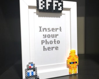 BFFs Droids White Picture Frame for 4x6 or 5x7 photo - friendship gift - perler fuse beads home decor PerlerTricks