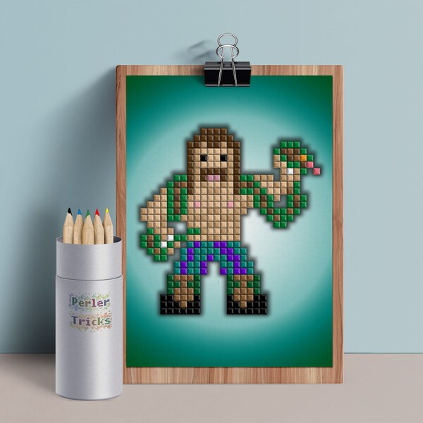 Jake the Snake Roberts - 5x7 Postcard Digital Print - Pixel Art Wrestler