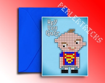 Hey you guys! - Sloth from The Goonies greeting card - blank or handwritten message - pixel art