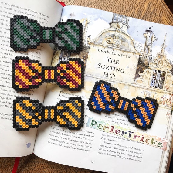 Harry Potter Hogwarts Houses Bow Tie Perler Beads Sort Yourself Pixel Art  Tie 8bit Groomsmen Wedding 