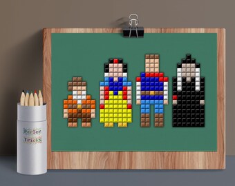 Snow White - 5x7 Postcard Digital Print - from my Minimal Pixels series - 8bit Pixel Movie Art