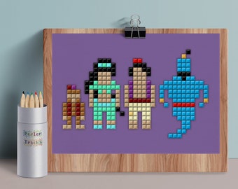 Aladdin - 5x7 Postcard Digital Print - from my Minimal Pixels series - 8bit Pixel Movie Art