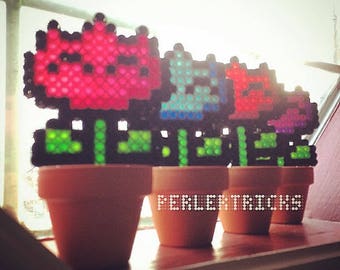 Perler Bead Potted Flower Plant - 8bit pixelated Classic Nintendo NES pot - choose your houseplant color