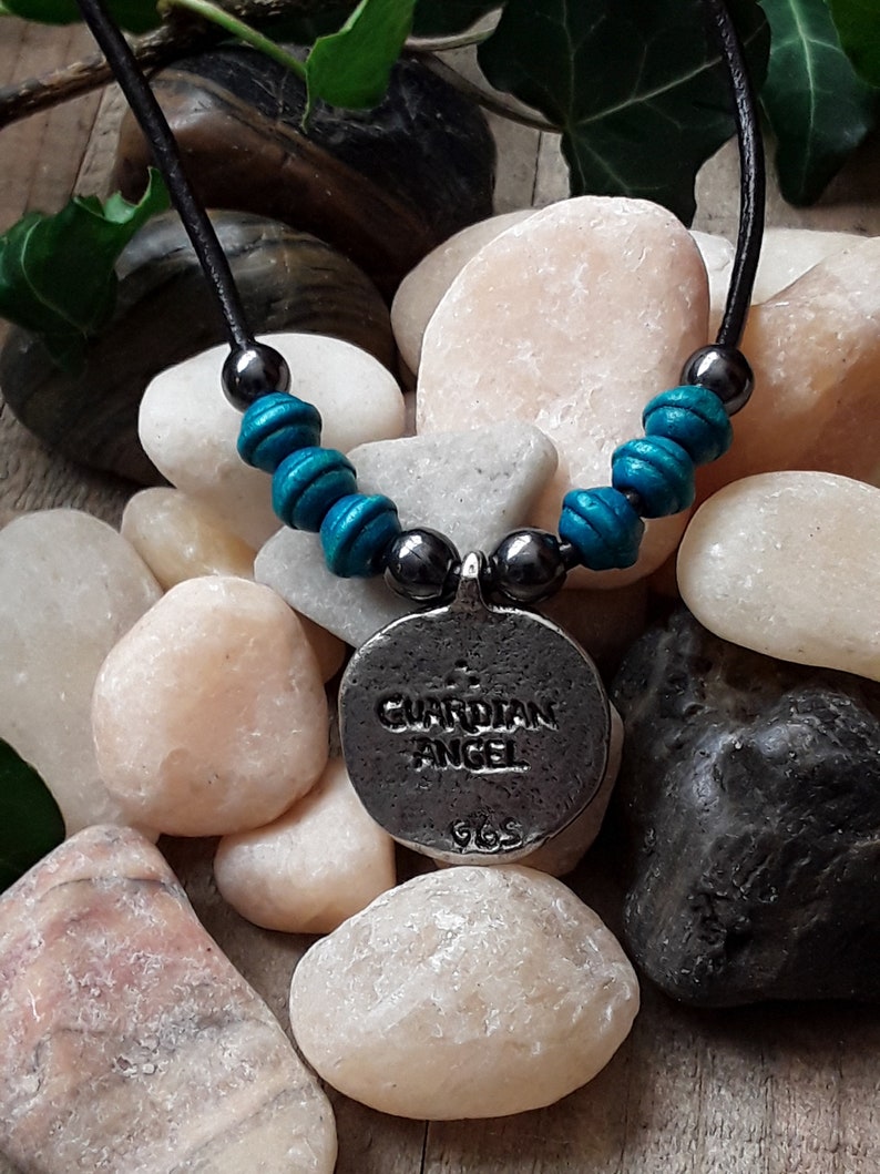 Guardian Angel Necklace Angel Boho Leather Gifts for Her