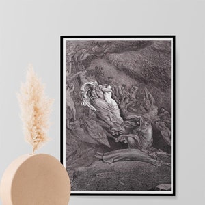 Gustave Dore Tortured Lovers Print Poster Print Divine Comedy Dantes Inferno Paolo and Francesca II Wall Art Print Devil Home Decor A3 A4 A5