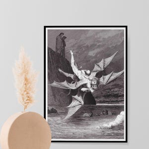 The Goshawk from Dante's Inferno Print Gustave Dore Gothic Demon Print Poster Wall Art Print Dark Home Decor A3 A4 A5