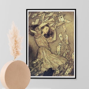 Alice Abenteuer im Wunderland & Kartenspiel Klassische Malerei, Poster, Arthur Rackham, Wand Kunst Druck Geschenk - Fantasie A3 A4 A5