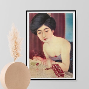 Póster publicitario oriental de jabón de terciopelo de geisha japonesa vintage de 1926, impresión artística para pared, decoración del hogar, tamaño A3, A4, A5
