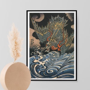 Sea Dragon  - Vintage Japanese Art Print, Utagawa Kuniyoshi Wall Art Woodblock Poster, Print, Dragon Home Decor A3 A4 A5