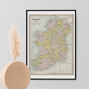 Vintage historische Karte von Irland Reproduktion Foto Poster Wand Kunst Haus Dekor George Cram Atlas Karte Wohnkultur A3 A4