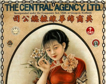 Central Agency Ltd of Britain, Vintage Oriental | Chinese Shanghai Advertising Poster| Wall Art Print | Home Decor | A3 A4 A5