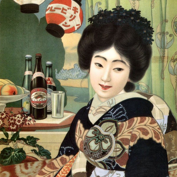 Kirin Beer Vintage 1915 Oriental | Japanese Advertising Poster| Wall Art Print | Home Decor | A3 A4 A5