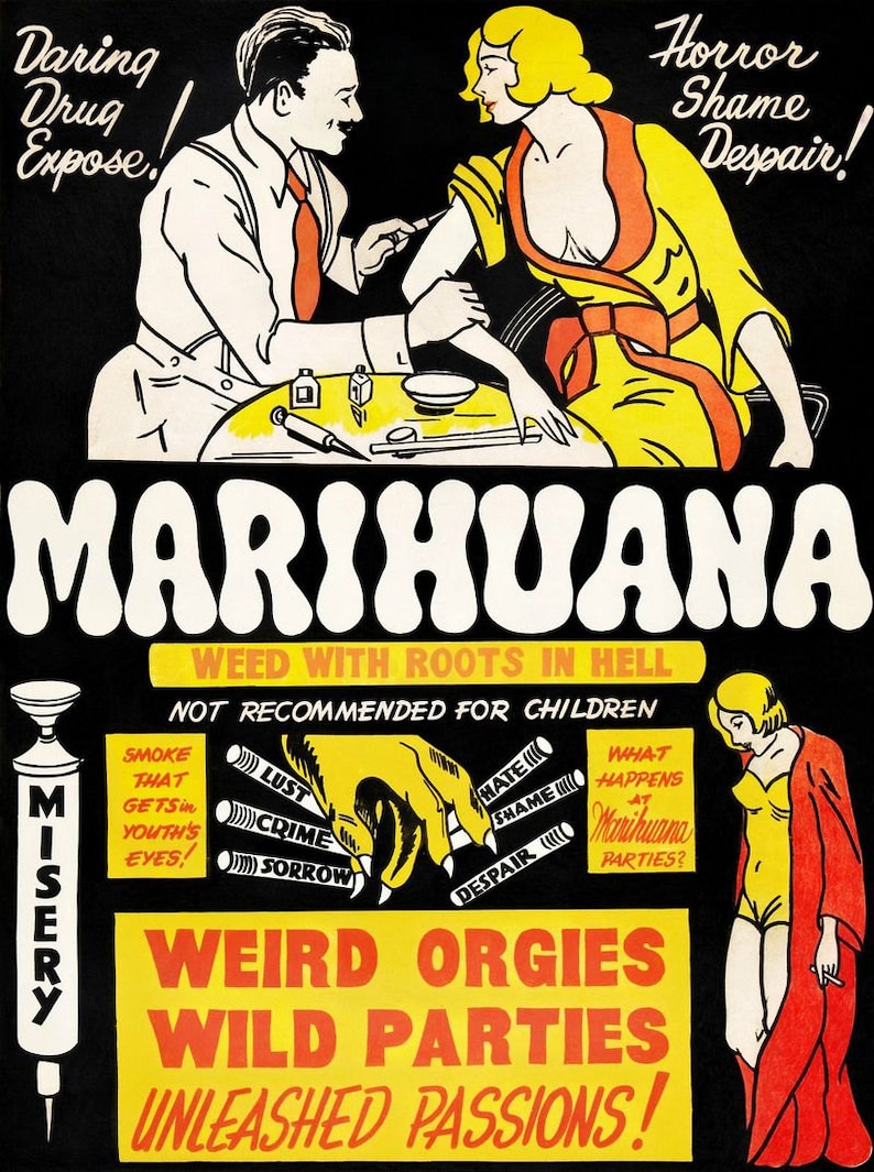 Vintage Marihuana//Marijuana Drug Film Movie Poster reprint Various Sizes