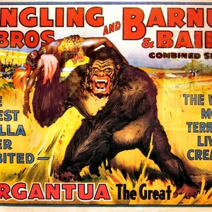 Vintage Circus Barnum & Bailey Gorilla Poster, Retro Circus Werbung Wand Kunst Home Decor A3 A4