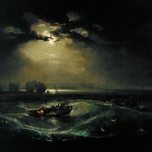 JMW Turner, Fishermen at Sea - Vintage Reproduction Poster Wall Art Print, Joseph Mallord William Turner Home Decor A3 A4