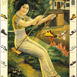 Póster publicitario de calzado chino/oriental vintage de Canton Brothers Rubber Company, impresión de arte mural, decoración del hogar, tamaño A3, A4, A5