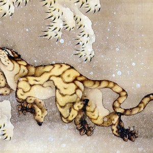 Tiger In The Snow Japanese Ukiyo-e Wall Art Print Poster Vintage Hokusai Painting Home Decor A3 A4