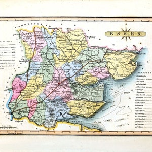 Old English County Karte von Essex Vintage 1819 Reproduktion Essex Old Rare Karte Poster Atlas England Wand Kunst Druck Wohnzimmer Dekor A3 A4