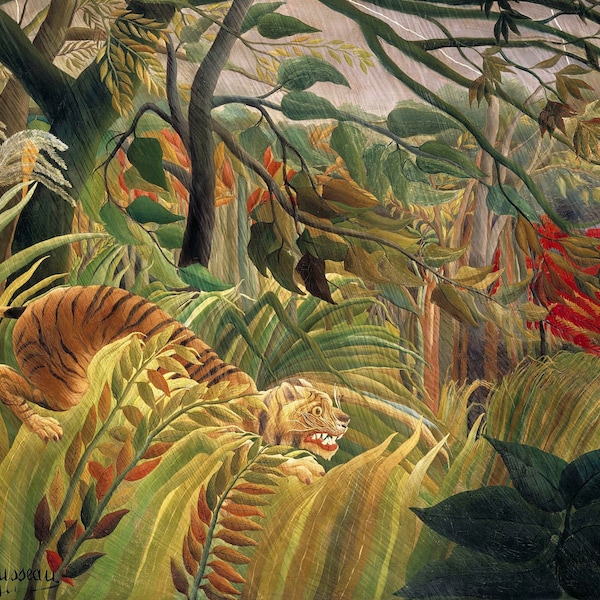 Tiger in a Tropical Storm Henri Rousseau - Vintage Reproduction Poster Painting - Wall Art Print Home Decor A3 A4