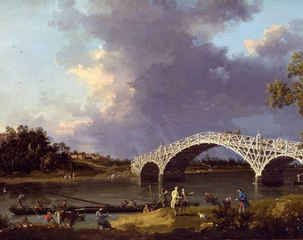 Old Walton Bridge Canaletto - Vintage Reproduction Poster Wall Art Print Home Decor A3 A4