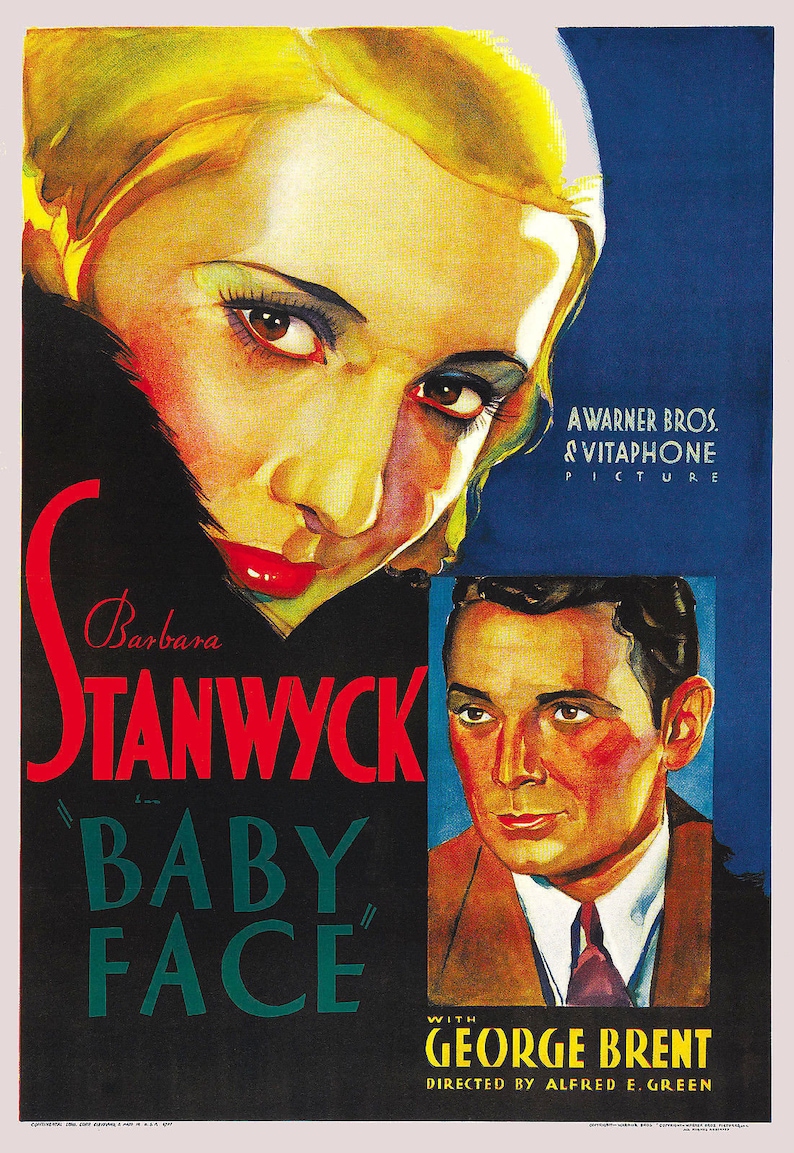 Barbara Stanwyck Baby Face 1933 Film Vintage Movie Poster Print Picture A3