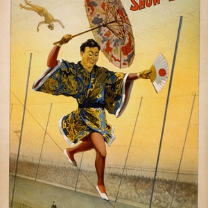 Vintage Japanischer Zirkus Poster Druck, Retro Zirkus Werbung Barnum Bailey - Wand Kunst Lounge, Wohnkultur A3 A4