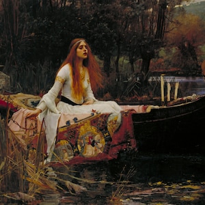 John William Waterhouse, The Lady of Shalott - Vintage Reproduction Poster Wall Art Print Home Decor A3 A4
