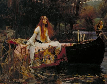 John William Waterhouse, The Lady of Shalott - Vintage Reproduction Poster Wall Art Print Home Decor A3 A4