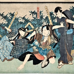 2018-Schauspieler mit Schwertern Japanische Ukiyo-e Wand Kunst Druck Poster Vintage Utagawa Kunisada Malerei Home Decor A3 A4